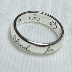Gucci Authentic size 13 or 6.25 Silver 'Blind for Love' Engraved Band